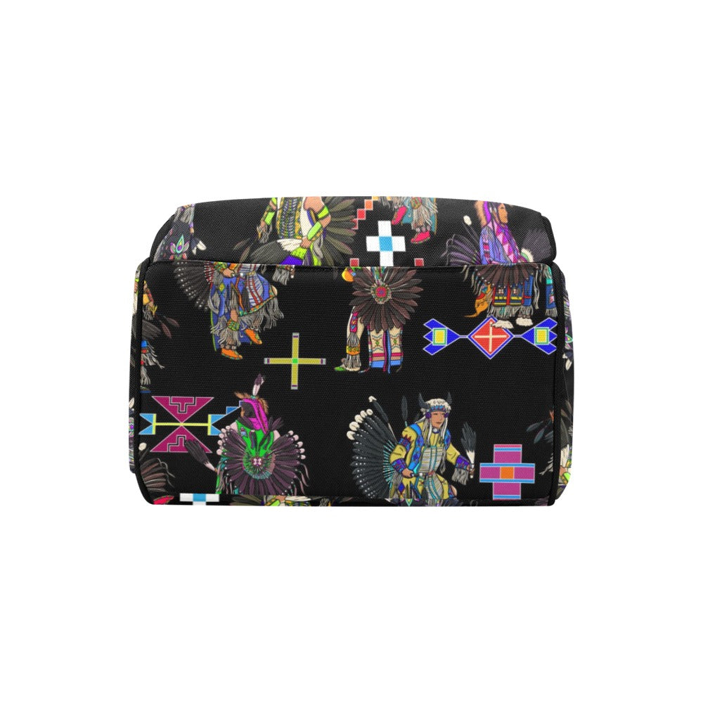 Men's Tradish Dancers Black Multi-Function Diaper Backpack/Diaper Bag