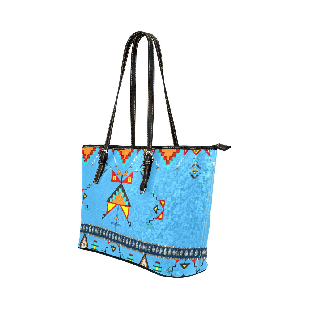 Sentinel of the Plains Turquoise Leather Tote Bag/Large