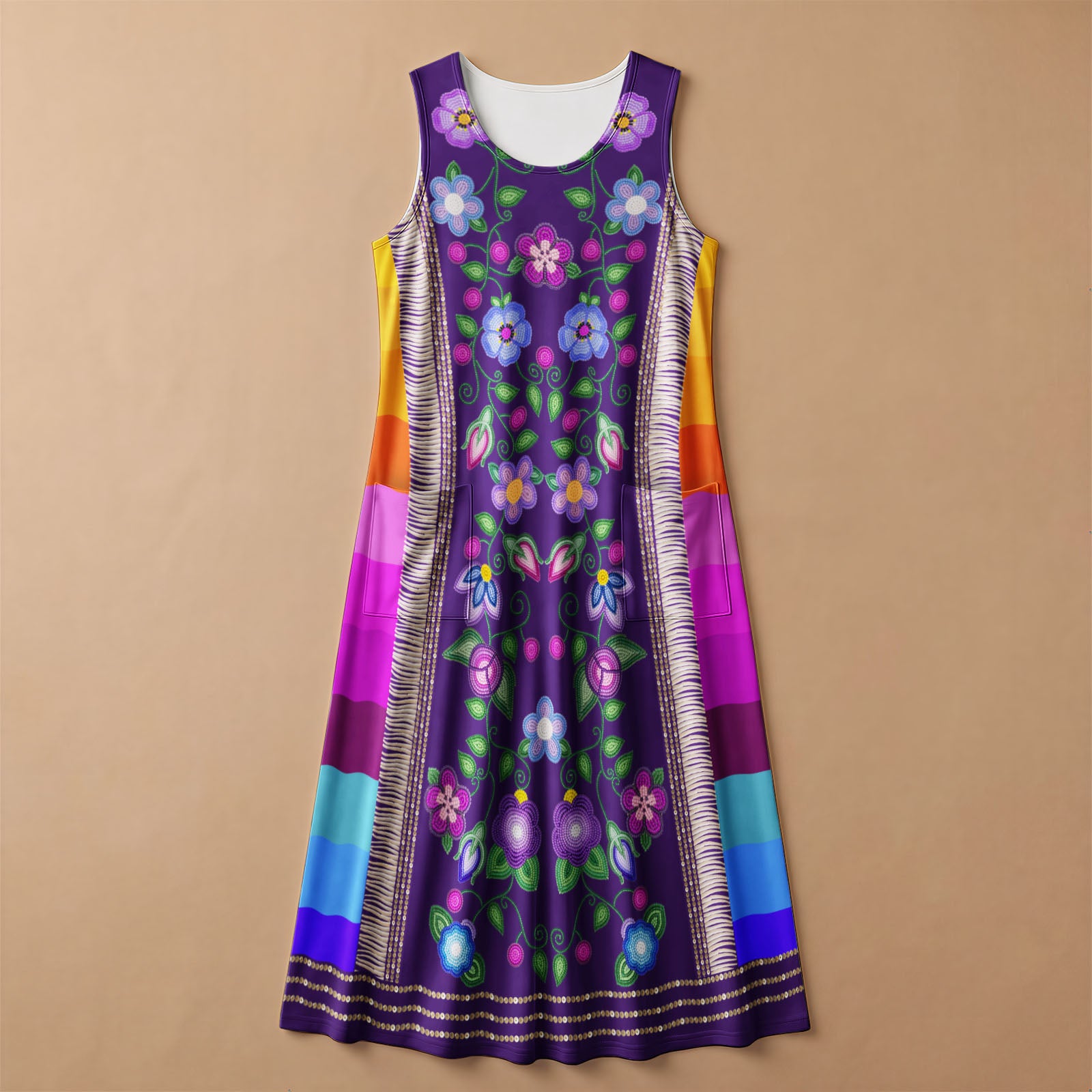 Beaded Offering Purple 1 Women's Sleeveless Long Dress