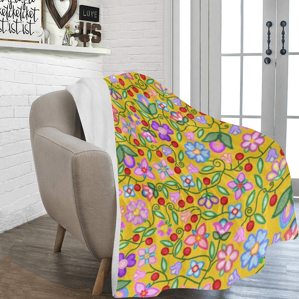 Petal Harmony Ochre Ultra-Soft Micro Fleece Blanket 60"x80"