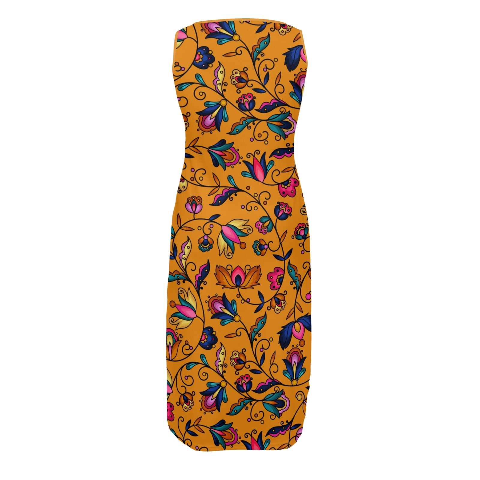 Copper Prairie Petals Orange Phaedra Sleeveless Open Fork Long Dress