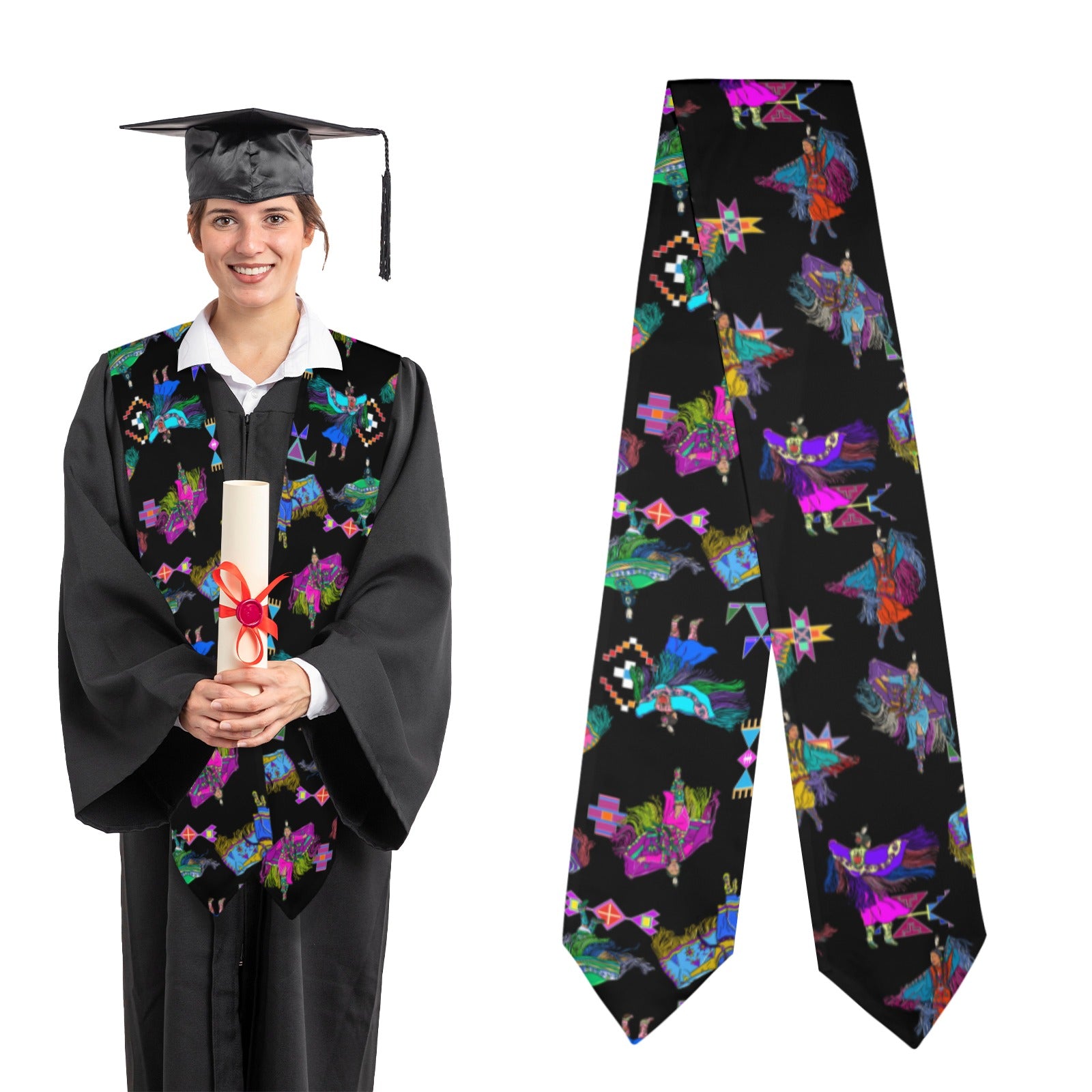 Women's Fancy Dancers Black Graduation Stole