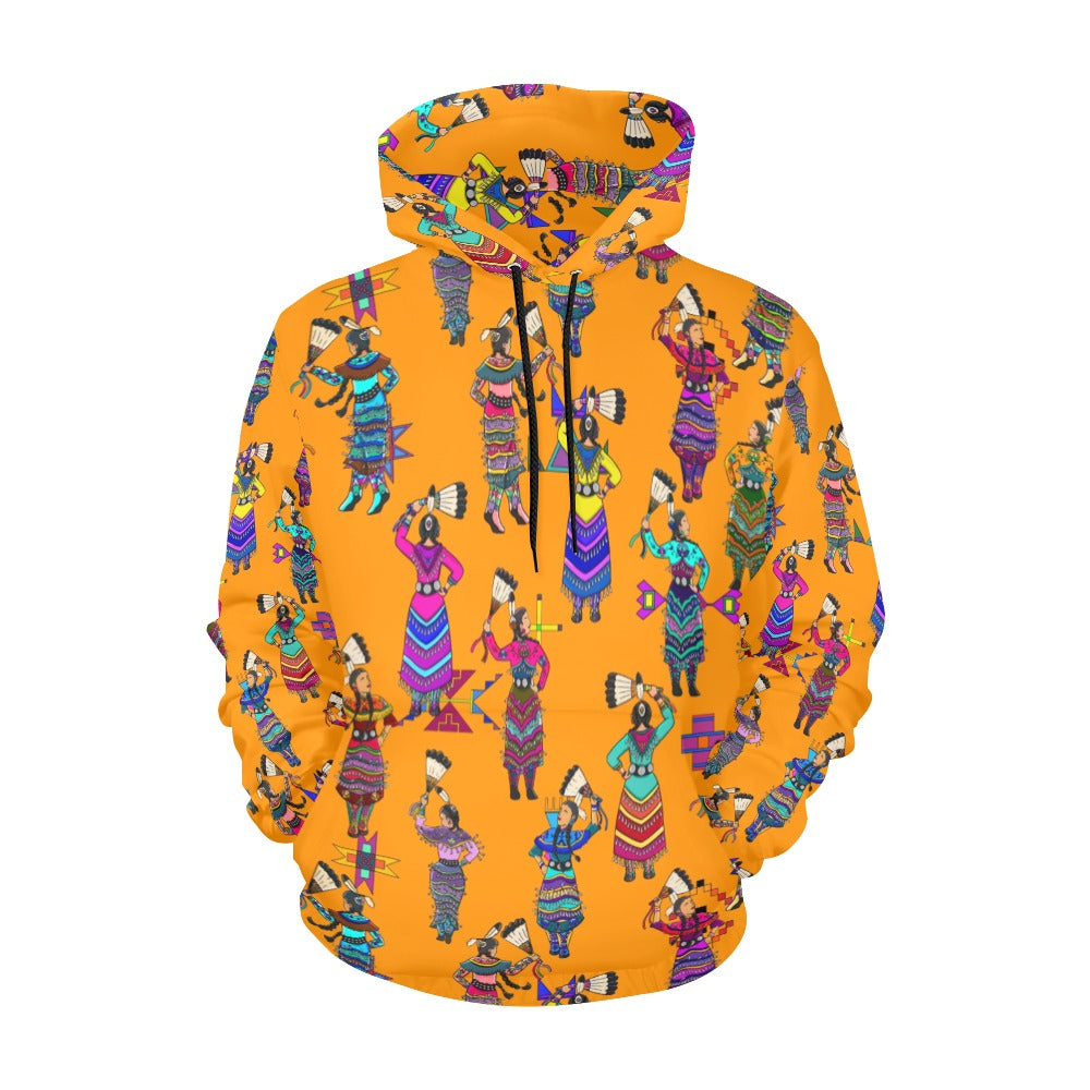 Women's Jingle Dancers Orange Hoodie for Women (USA Size)