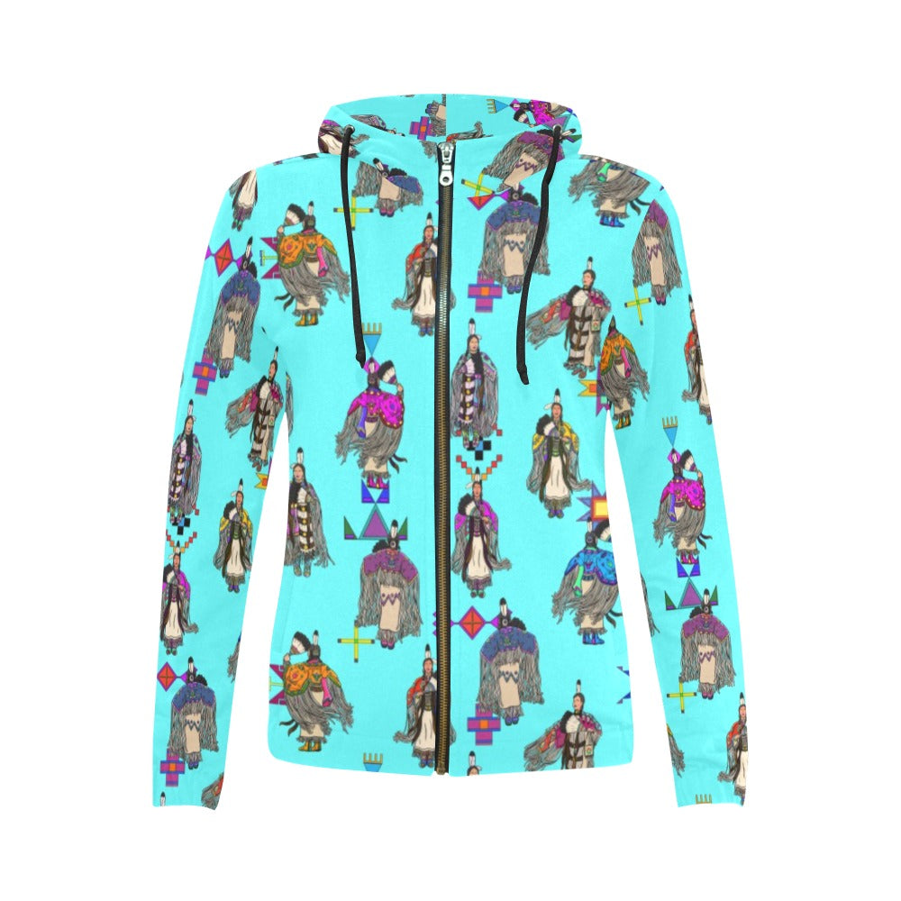 Women's Tradish Dancers Turquoise Full Zip Hoodie for Women