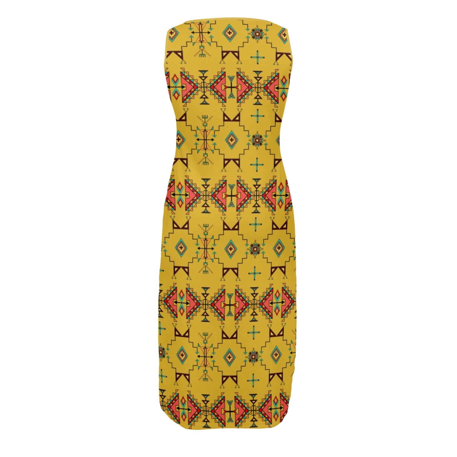 Thunder Flight Yellow Phaedra Sleeveless Open Fork Long Dress