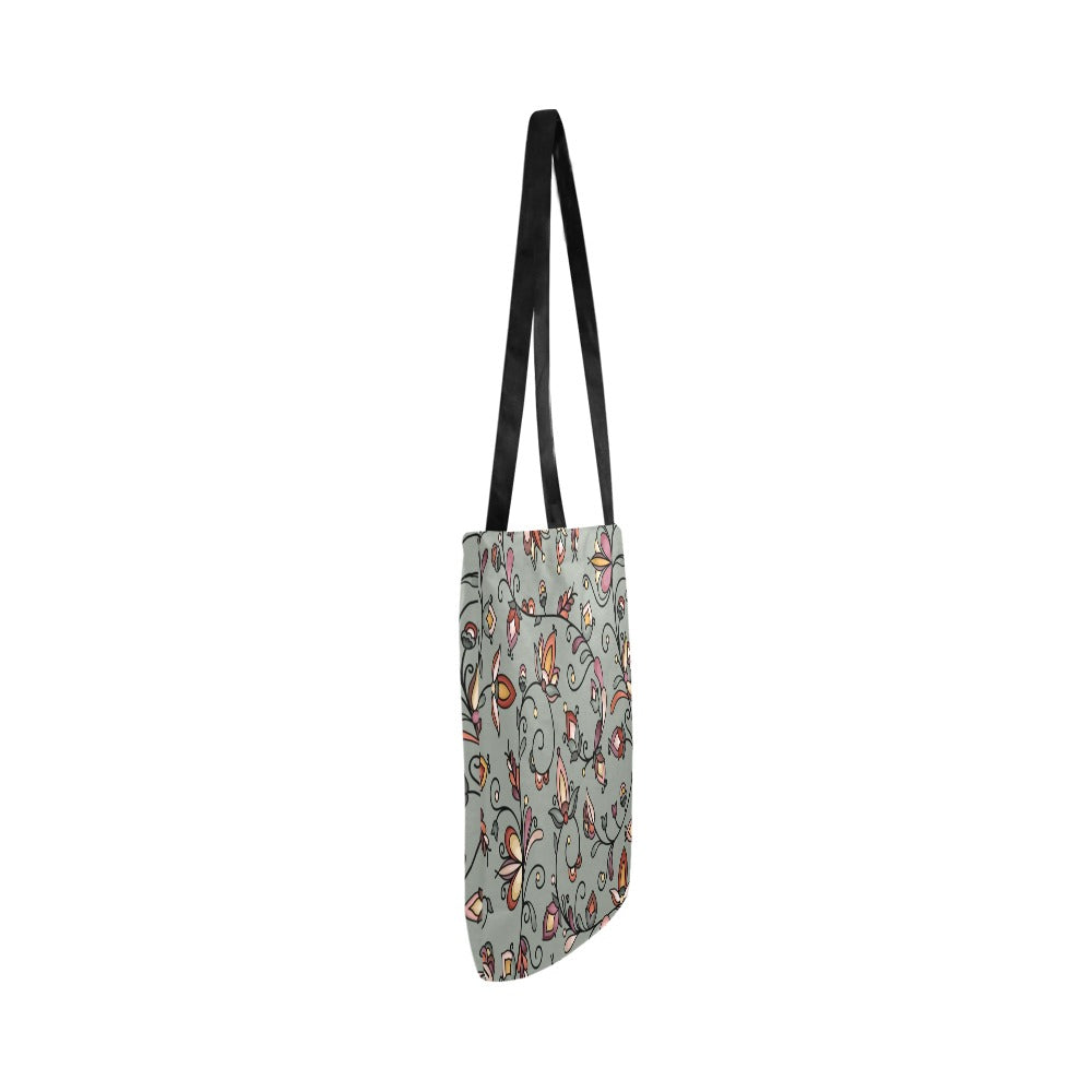 Burnt Sky Petals Green Reusable Shopping Bag (Two sides)