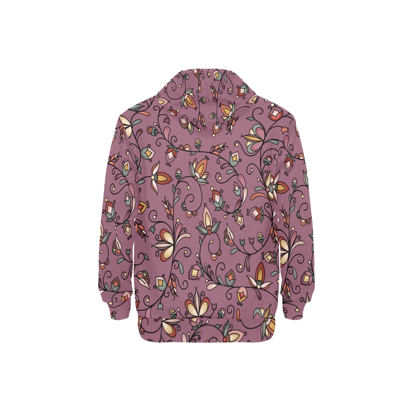 Burnt Sky Petals Magenta Men's Long Sleeve Fleece Hoodie)