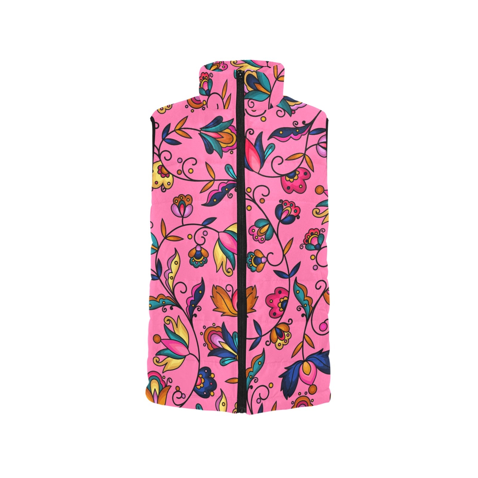 Copper Prairie Petals Pink Women's Padded Vest Jacket