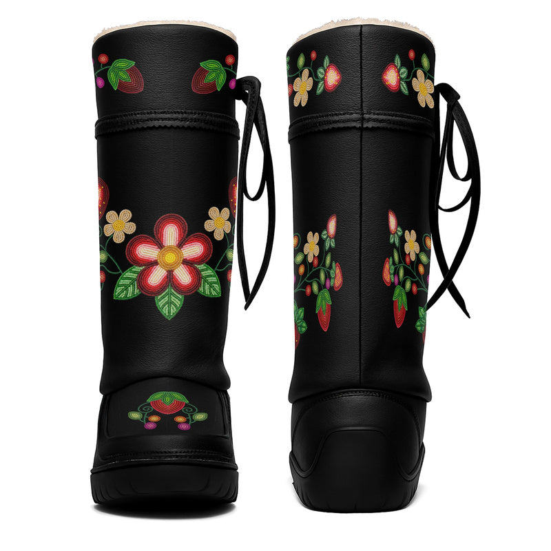 Berry Garden Black Real Leather MocLux Tall