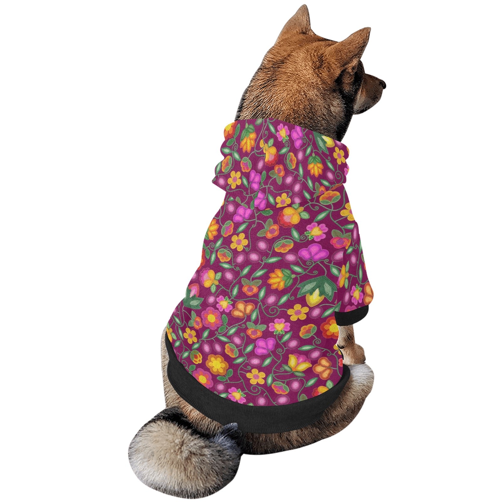 Boreal Bounty Dark Magenta Pet Dog Hoodie