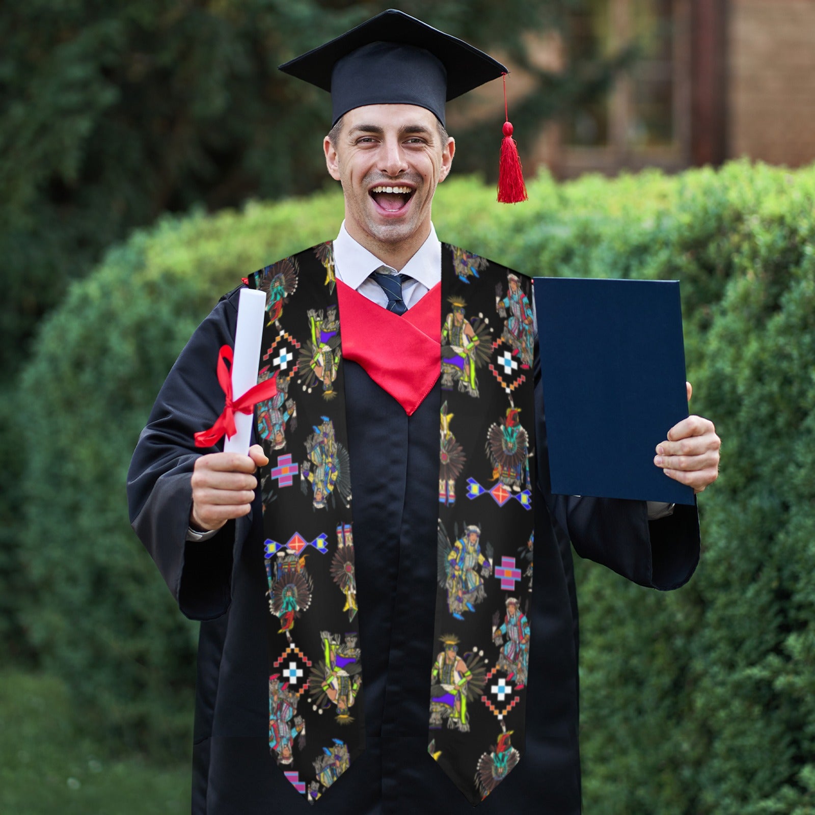 Men's Tradish Dancers Black Graduation Stole