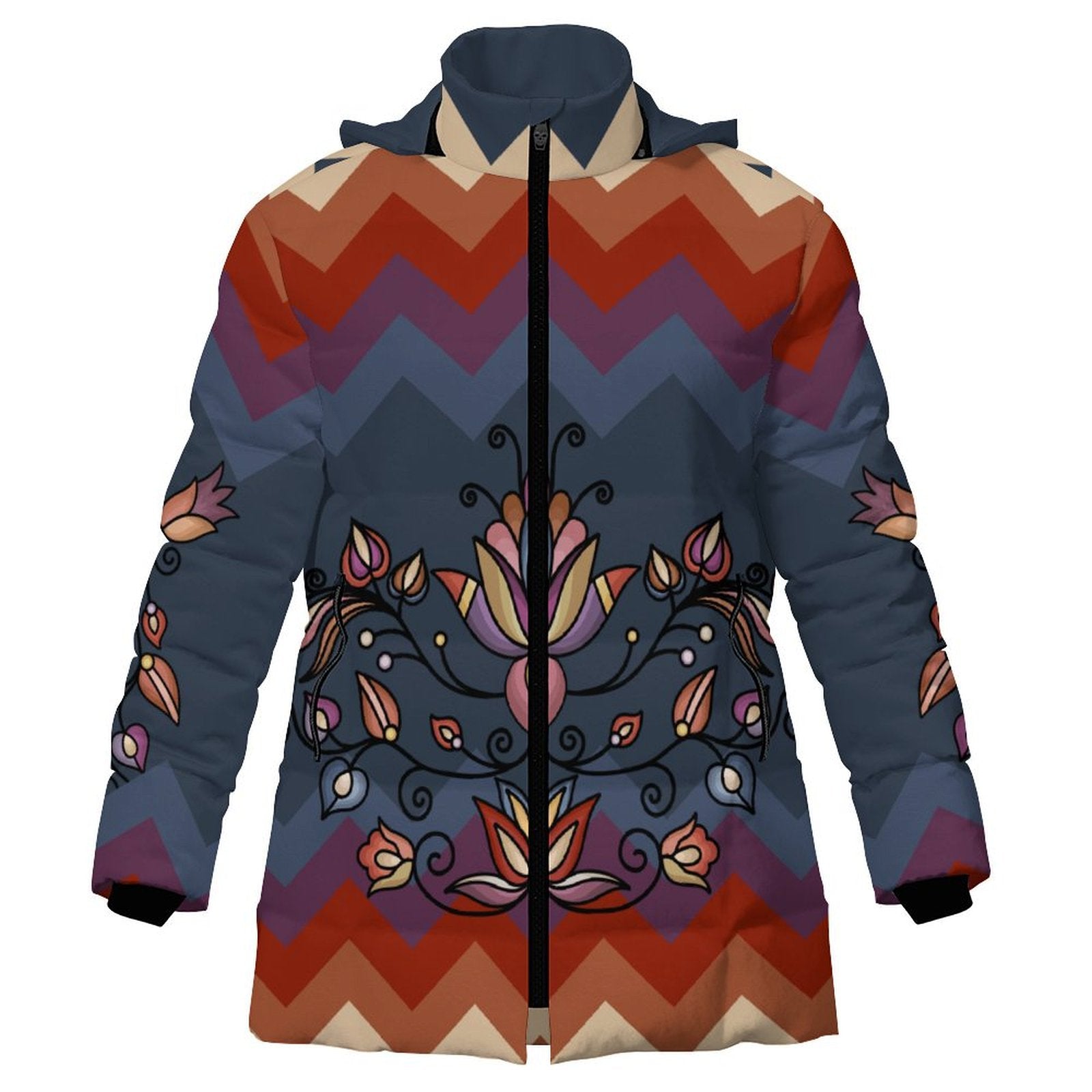 Ember Blossom Women's Hooded Puffer Coat