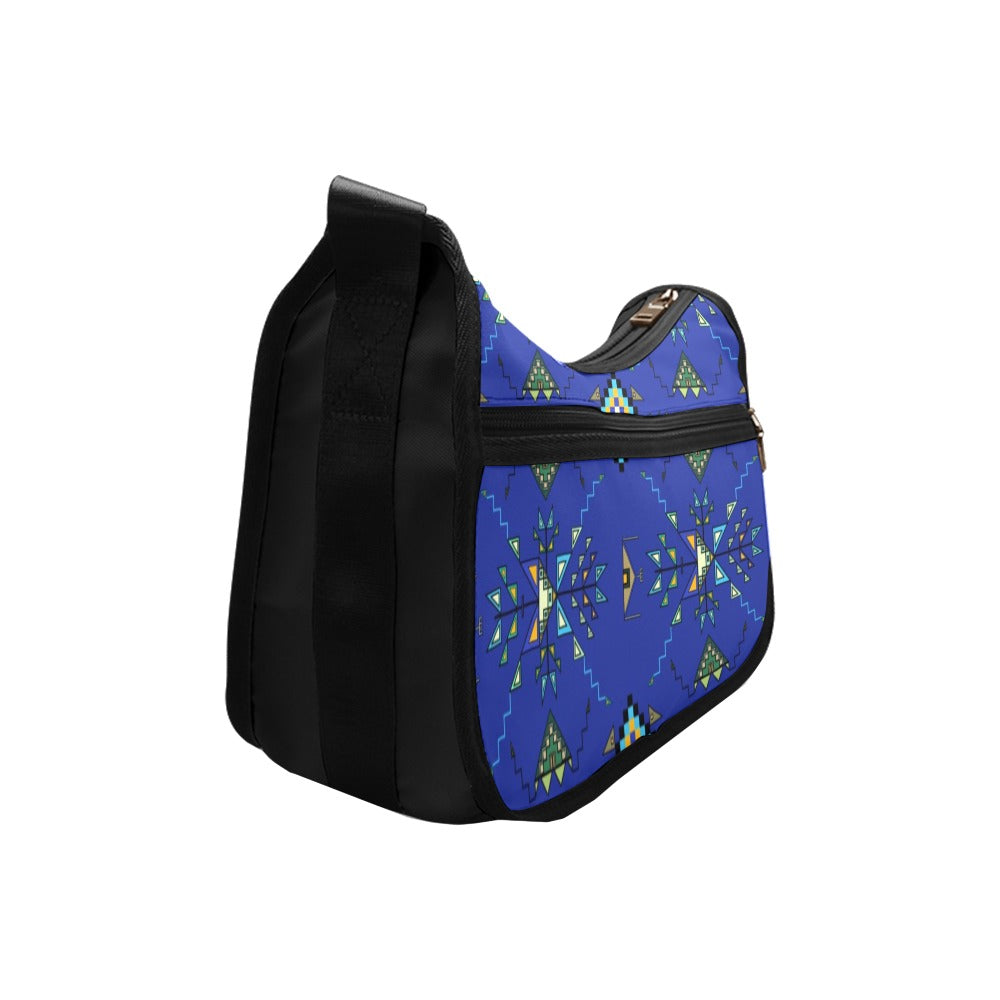 Bear Shield Fabric Dark Blue Crossbody Bag