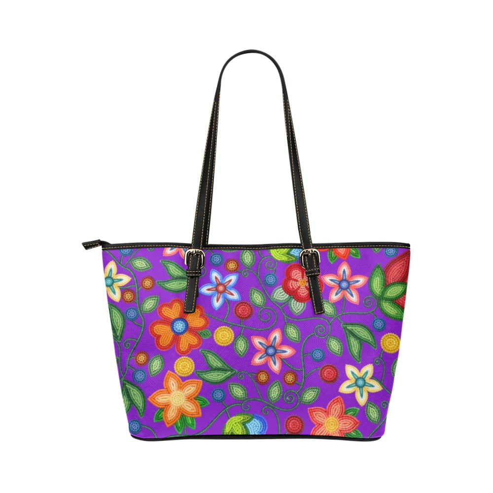 Morning Harmony Purple Leather Tote Bag/Large