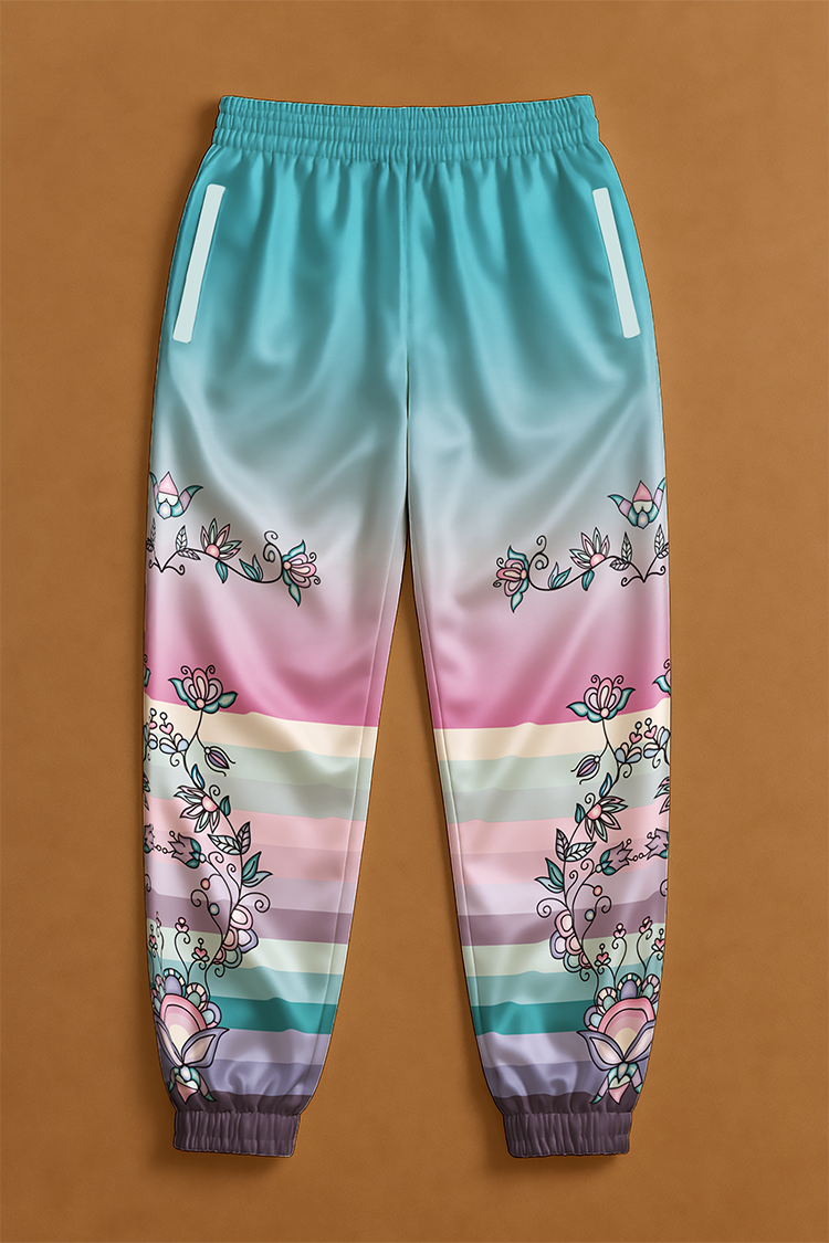 Silver Frost flower Ribbon Jogger Pants