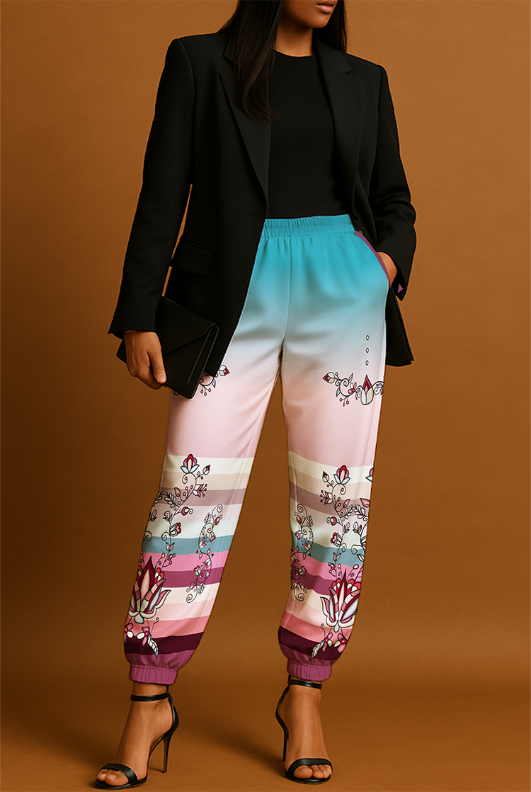 Winter Roseblush Ribbon Jogger Pants