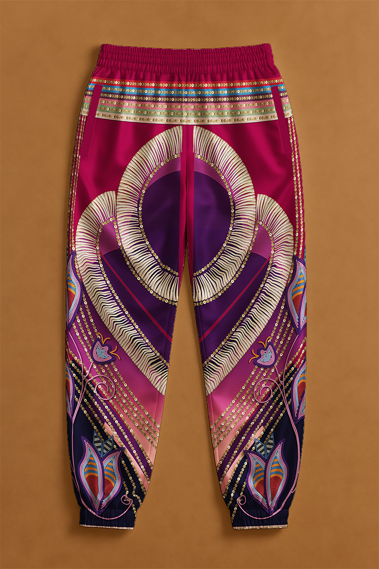 Dentalium Dreams Maroon Ribbon Jogger Pants