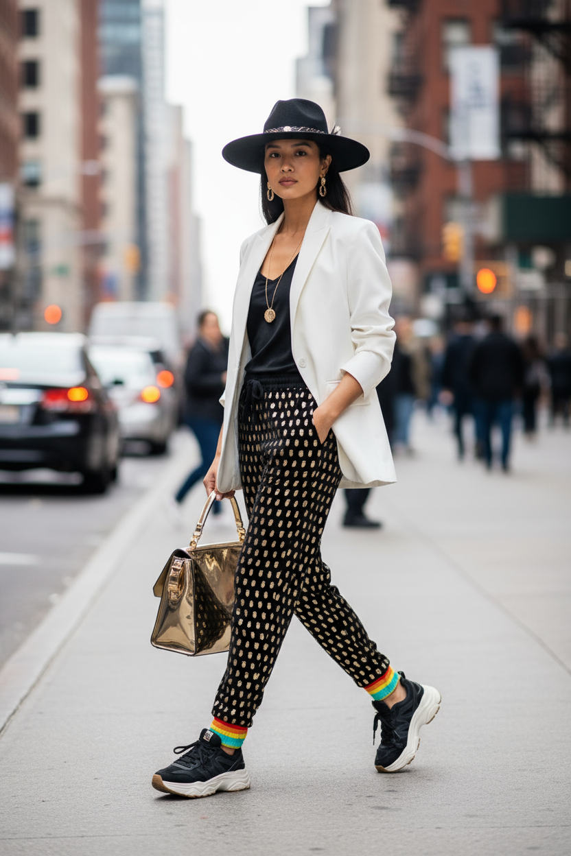 Elk Teeth on Black Ribbon Jogger Pants