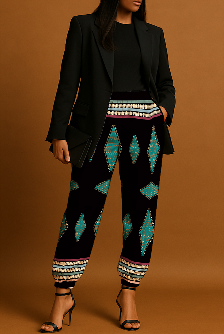 Ivory Serenade Black Ribbon Jogger Pants