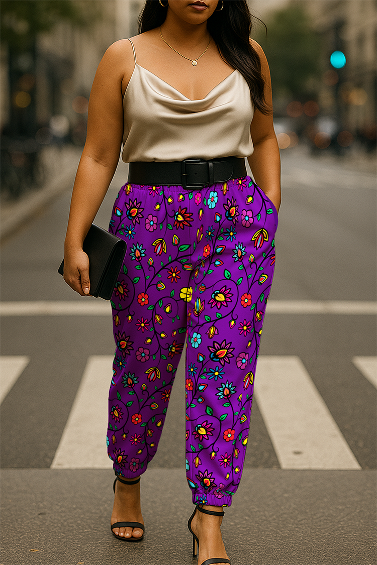 Nature's Nexus Purple Ribbon Jogger Pants
