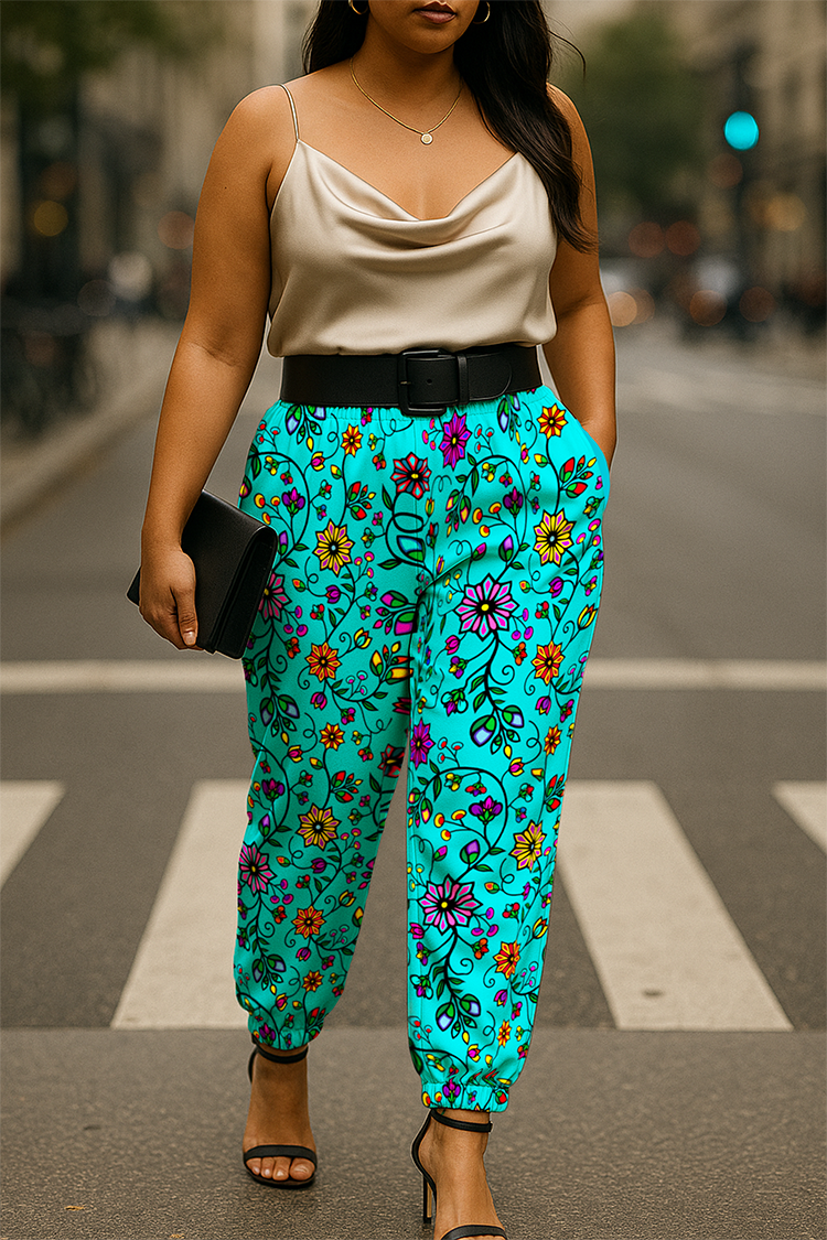 Prairie Paintbrush Cyan Ribbon Jogger Pants