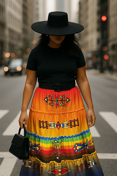 Spirit Journey Geometric Three Tier Skirt