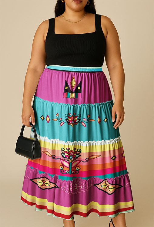 Crown of the Prairie Pink Three Tier Skirt