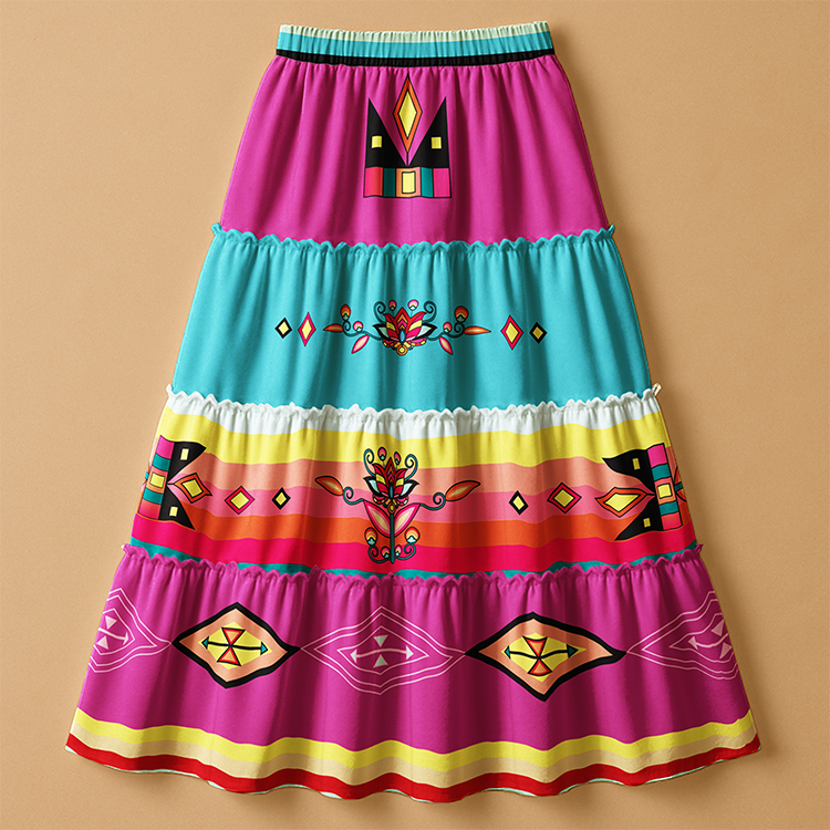 Crown of the Prairie Pink Three Tier Skirt