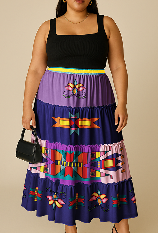 Echoes of the Lodge Blue Three Tier Skirt