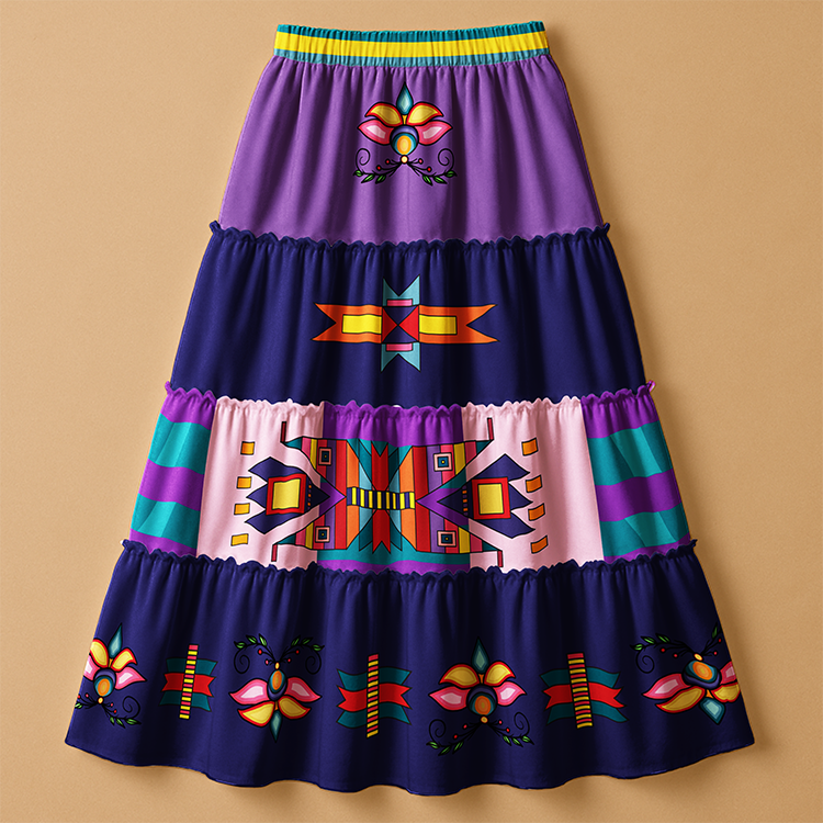 Echoes of the Lodge Blue Three Tier Skirt