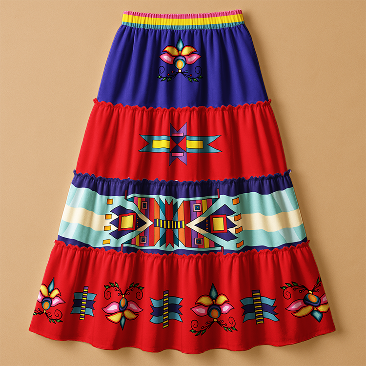 Echoes of the Lodge Red Three Tier Skirt