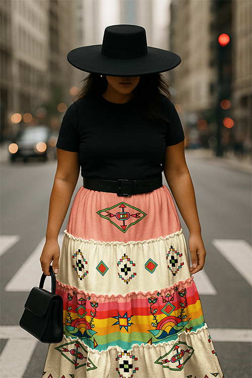 Horizon Blossom Cream Three Tier Skirt