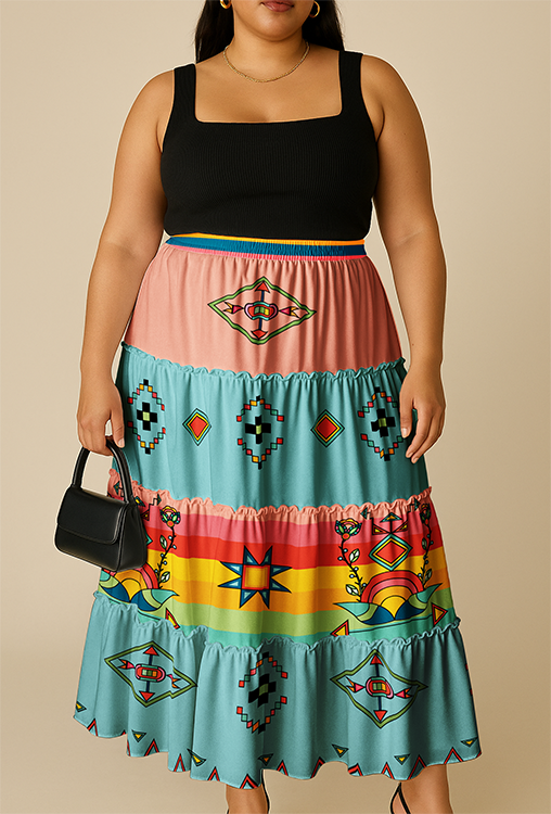 Horizon Blossom Light Blue Three Tier Skirt