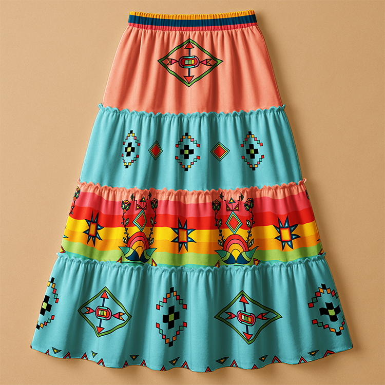 Horizon Blossom Light Blue Three Tier Skirt