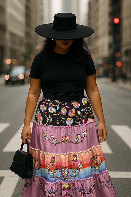 River of Petals Pink Three Tier Skirt