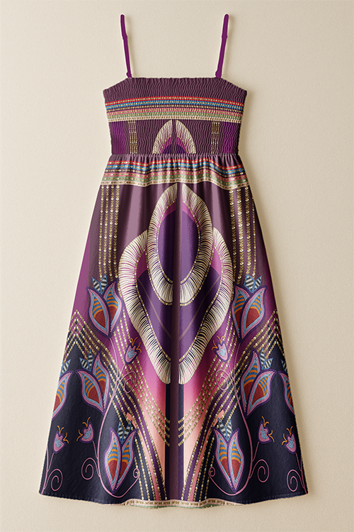 Dentalium Dreams Berry Smock Top Dress