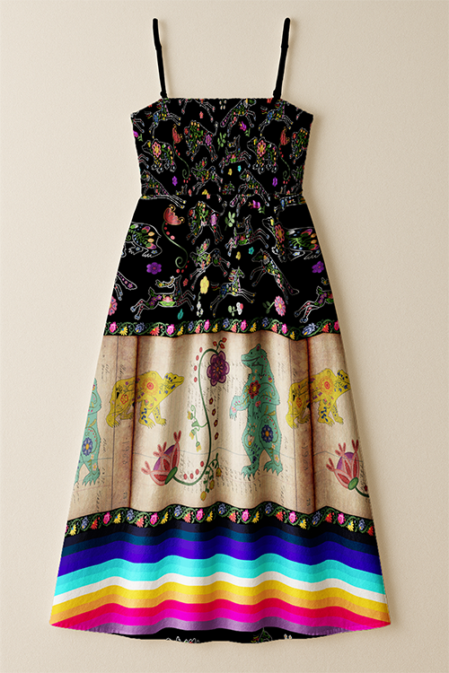 Floral Ledger Bear Smock Top Dress