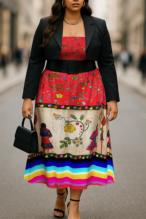 Floral Ledger Sisters Red Smock Top Dress