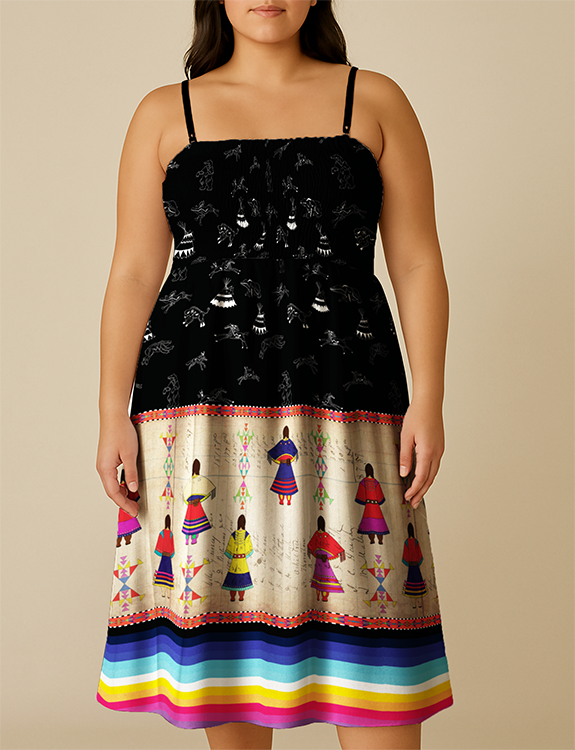 Ledger Round Dance Midnight Smock Top Dress