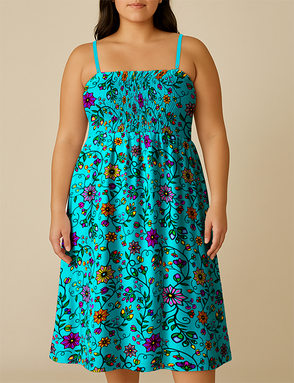 Prairie Paintbrush Cyan Smock Top Dress