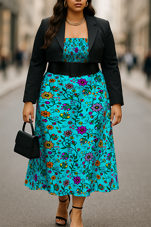 Prairie Paintbrush Cyan Smock Top Dress