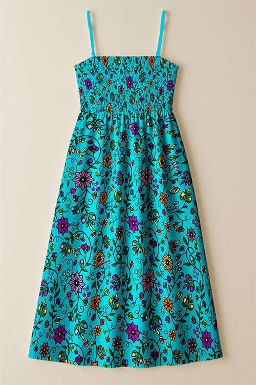 Prairie Paintbrush Cyan Smock Top Dress