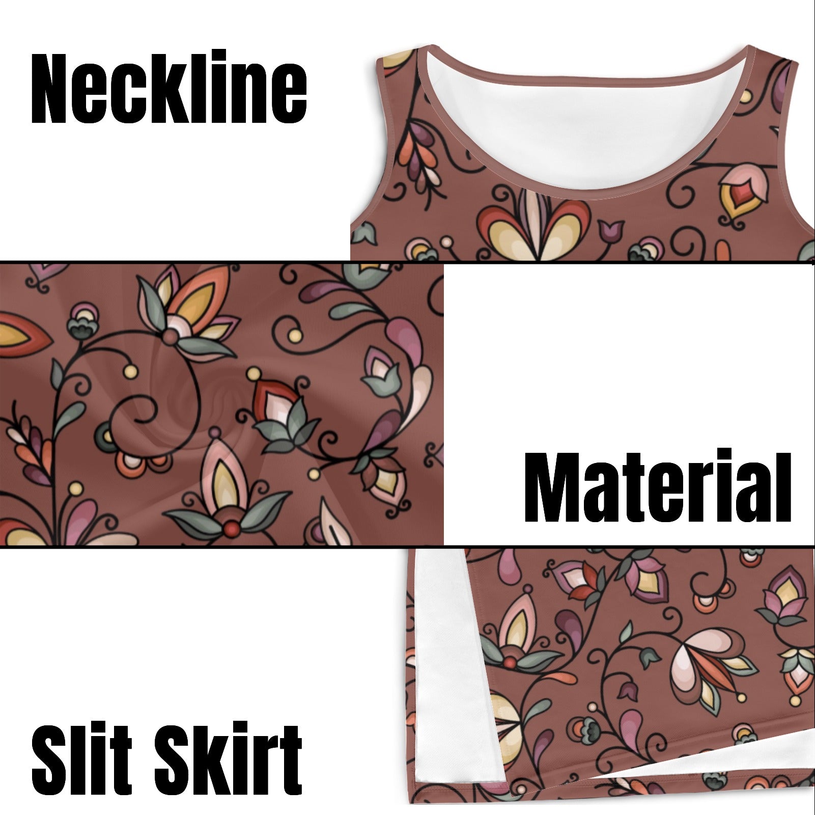 Burnt Sky Petals Brown Phaedra Sleeveless Open Fork Long Dress