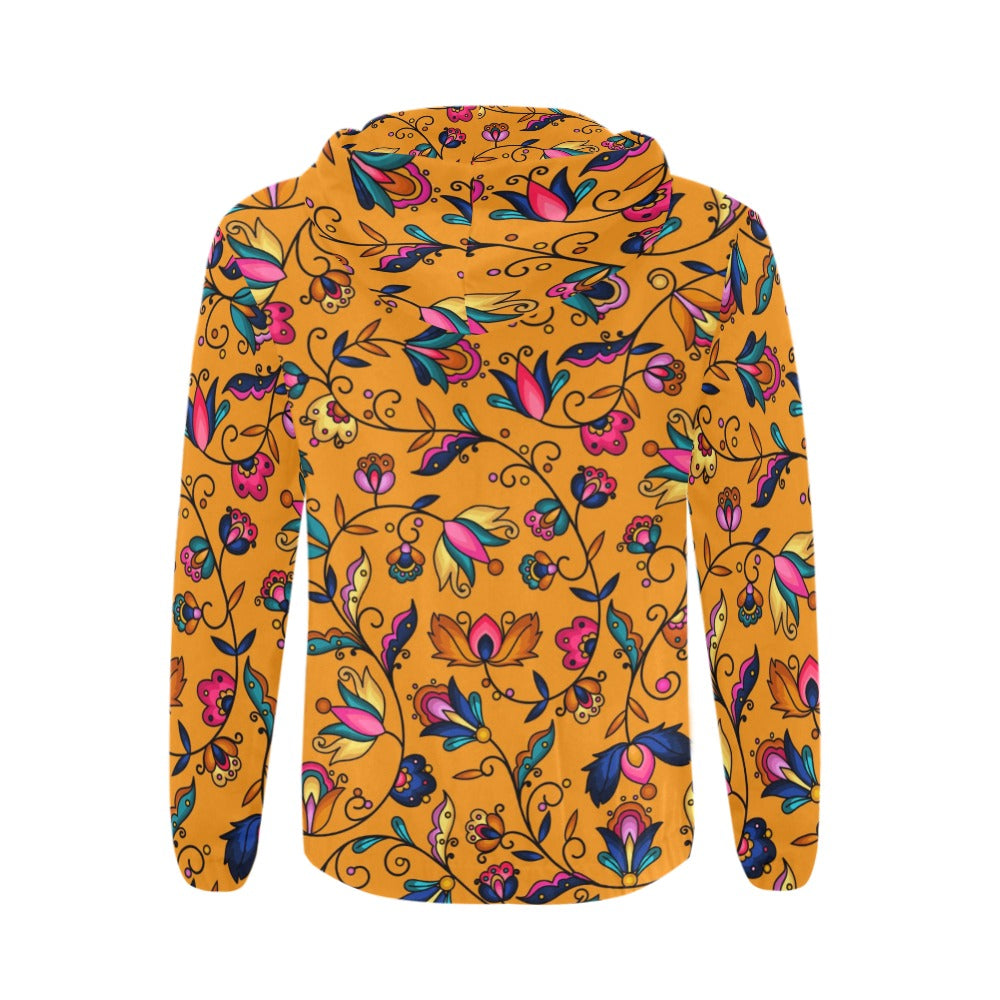 Copper Prairie Petals Orange Men's Zipper Hoodie