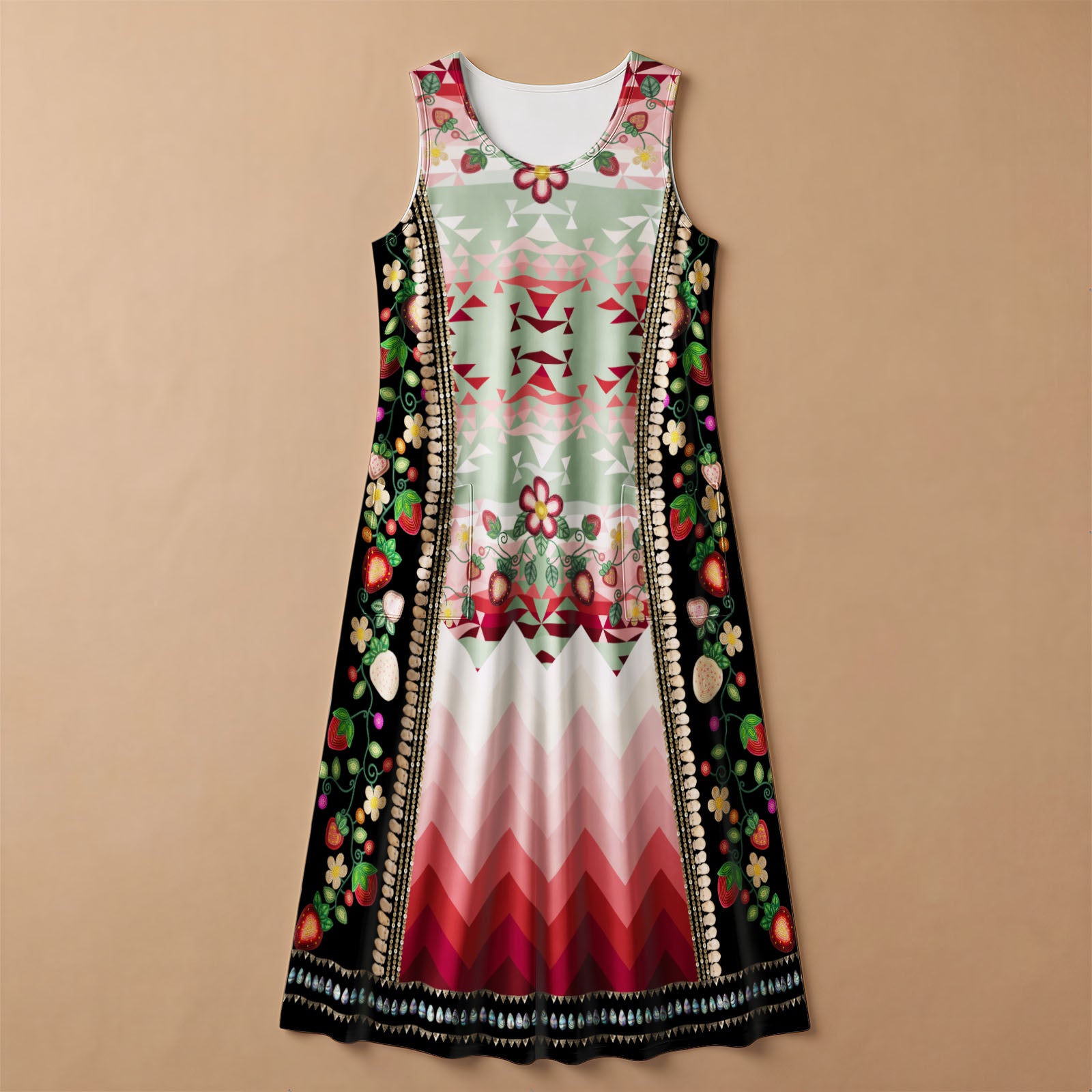 Sacred Strawberry Sage 1 Women's Sleeveless Long Dress