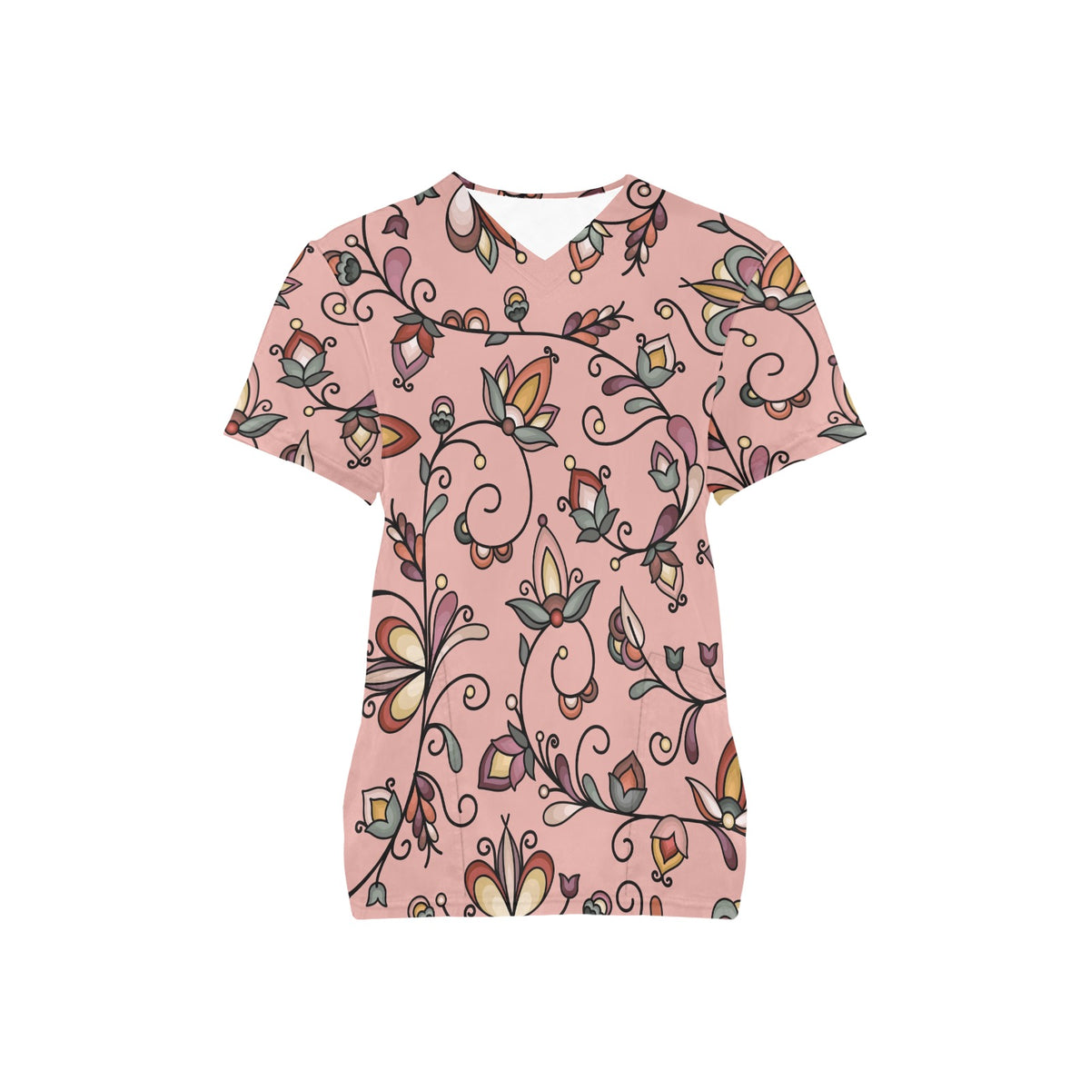 Burnt Sky Petals Peach Scrub Top