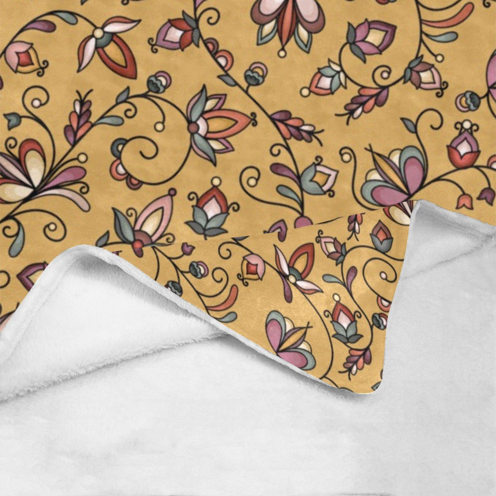 Burnt Sky Petals Gold Ultra-Soft Micro Fleece Blanket 60"x80"
