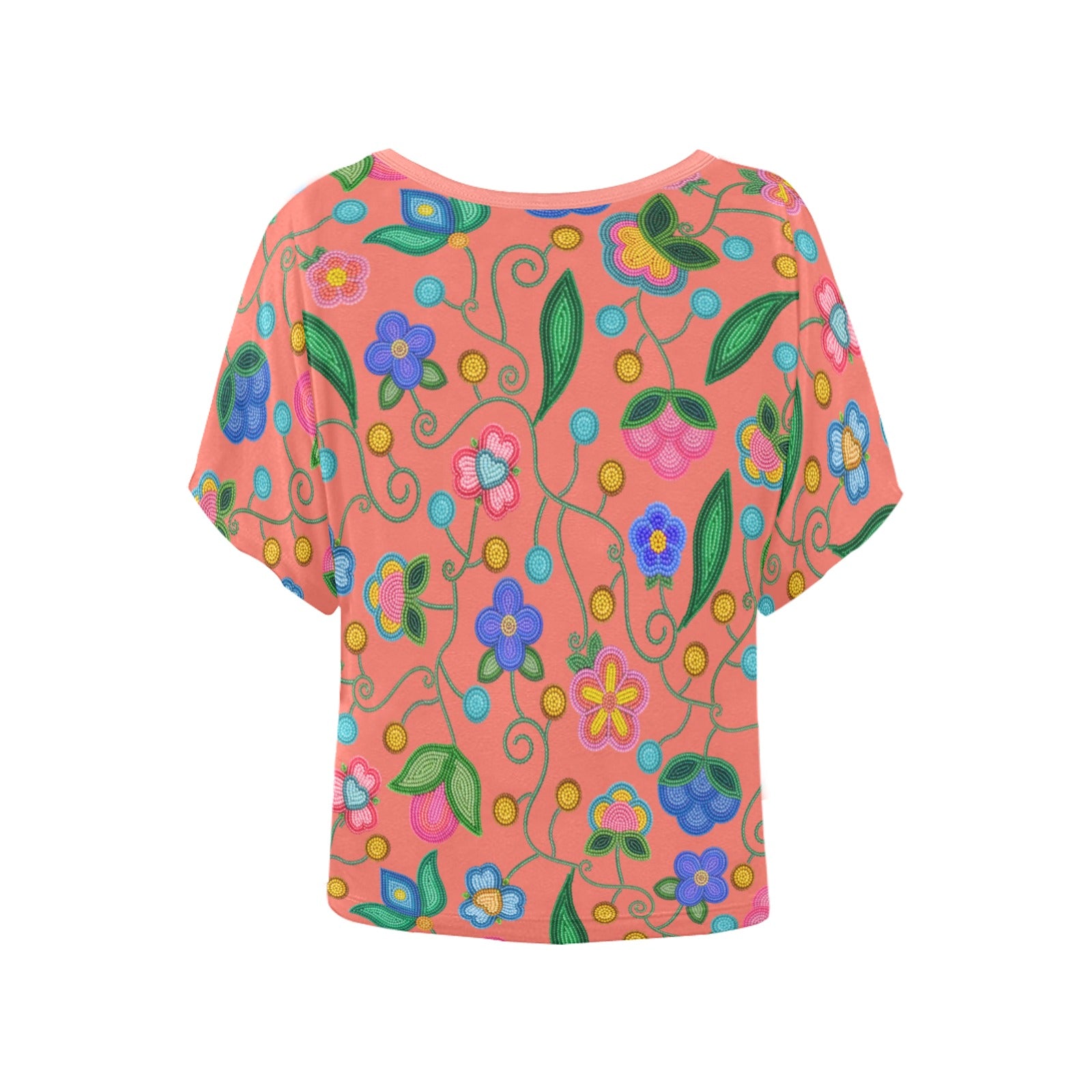 Skyberry Serenade Peach Women's Batwing-Sleeved Blouse T-shirt