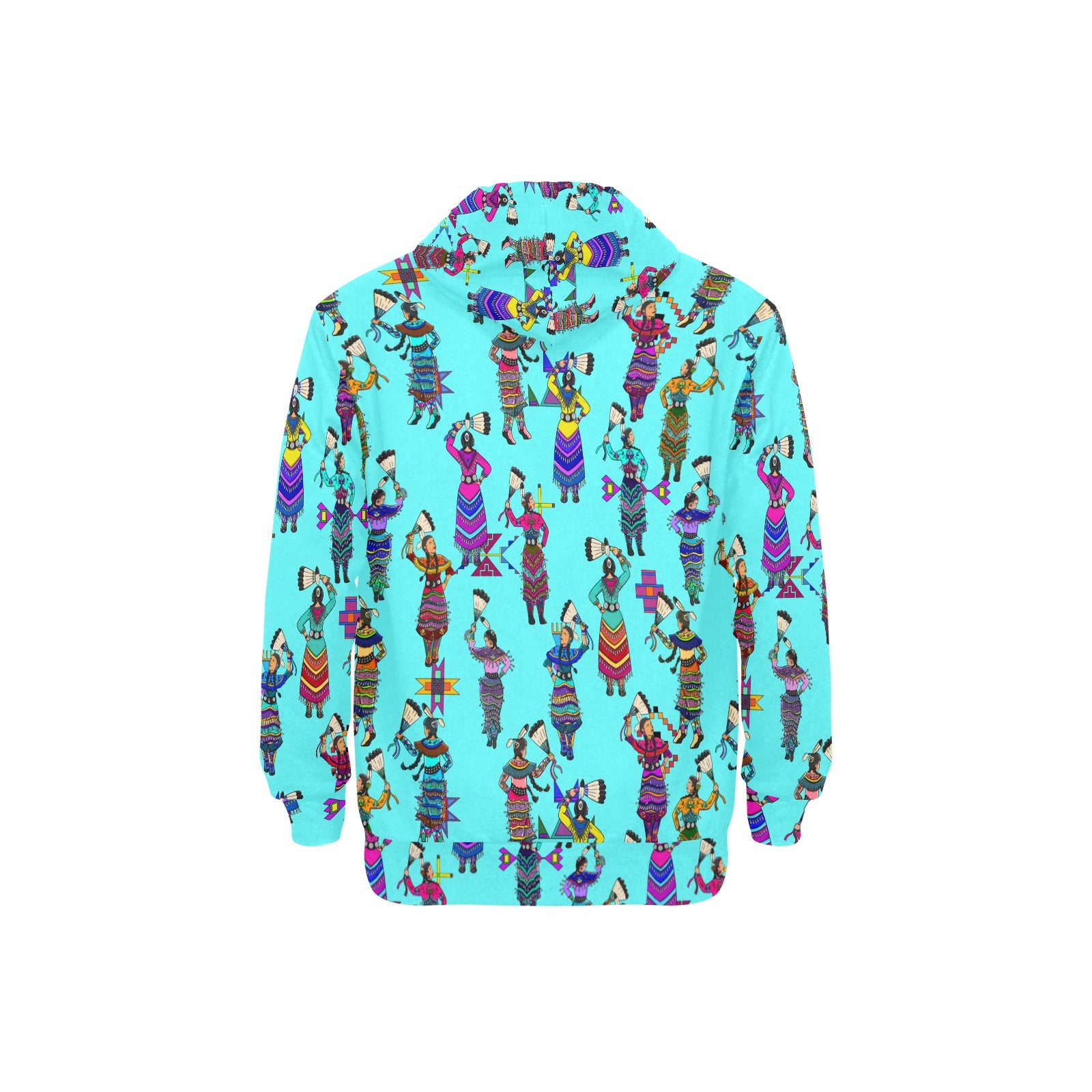 Women's Jingle Dancers Turquoise Men's Long Sleeve Fleece Hoodie