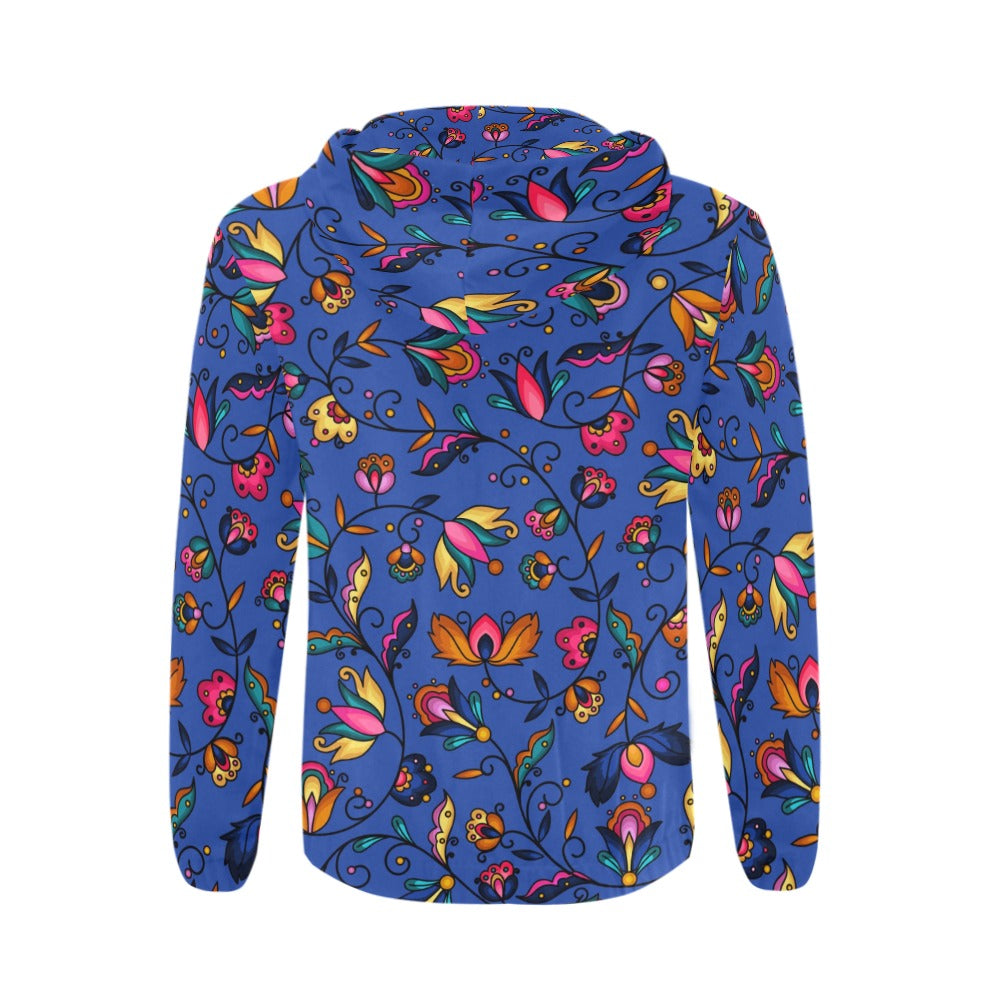 Copper Prairie Petals Blue Men's Zipper Hoodie